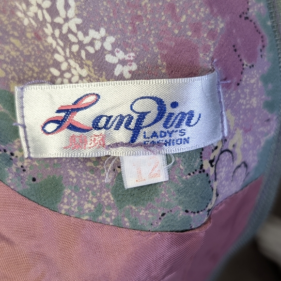 Vintage 90s Abstract Pastel Print Sheath Dress with Button Detail, Size Medium - Picture 8 of 8